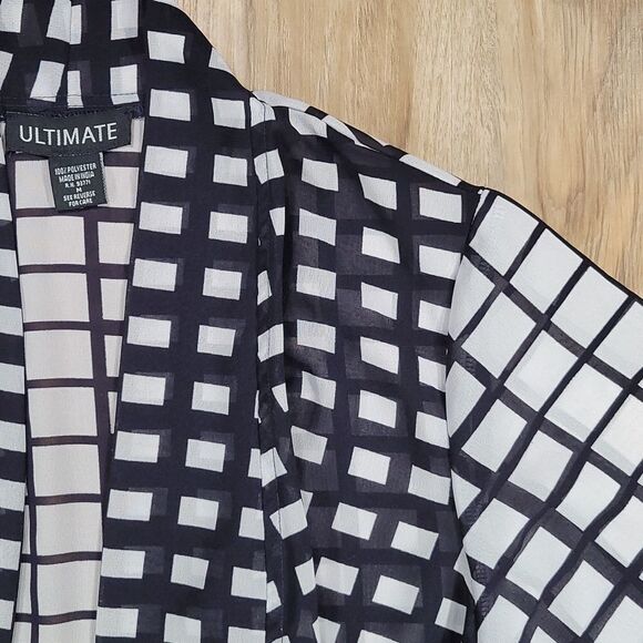 💜Kaktus Ultimate Blue & White Checkered Wide Sleeve Kimono Medium - Picture 4 of 8